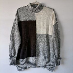 Alison Andrew Womens Gray Turtle Neck Colorblock Pullover Sweater Size Large